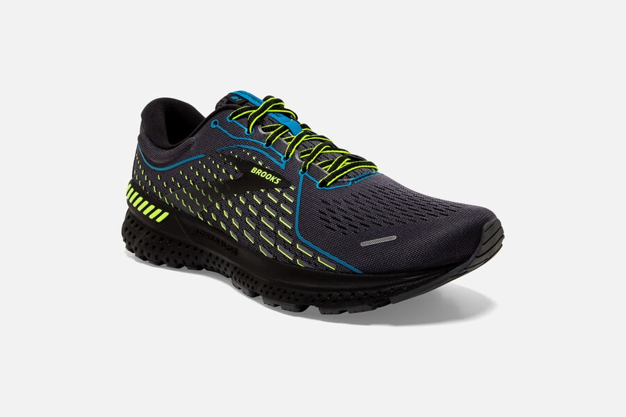 Brooks Adrenaline Gts 21 Road Löparskor Herr - Svarta/Blå - 6294-OYQGU